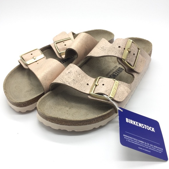 Birkenstock Arizona Washed Metallic Rose Gold Size 39 - Picture 2 of 6